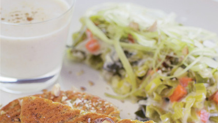 galettes de flocons d’avoine et fondue de poireaux