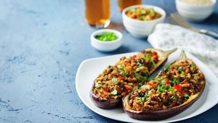 Aubergines farcies véganes