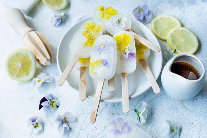 Bâtonnets glacés aux fleurs