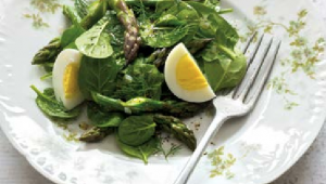 Salade d’asperges et épinards aux œufs