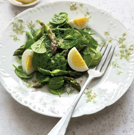 Salade d’asperges et épinards aux œufs