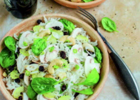 Salade de riz, épinards et noix de cajou