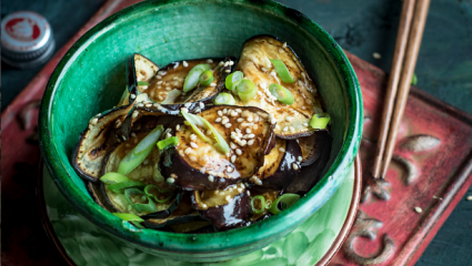 Aubergines glacées au sésame