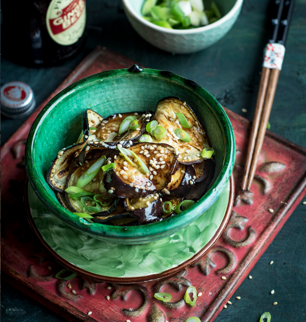 Aubergines glacées au sésame