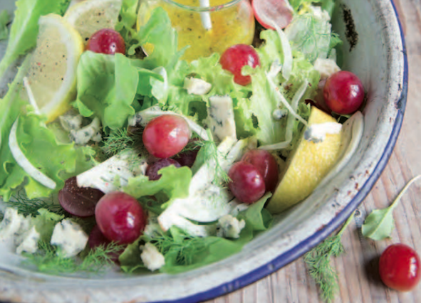 Salade de fenouil et raisins au bleu