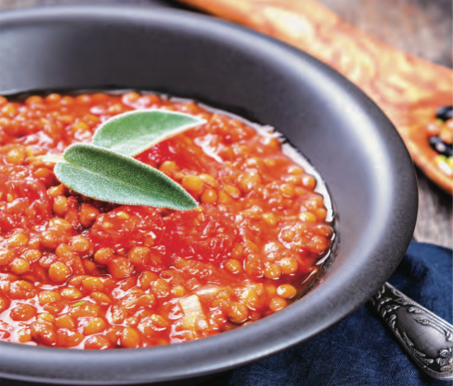 Potée de lentilles vertes à la sauce tomate