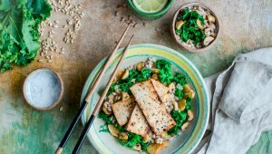 Sauté de tofu, topinambour et kale