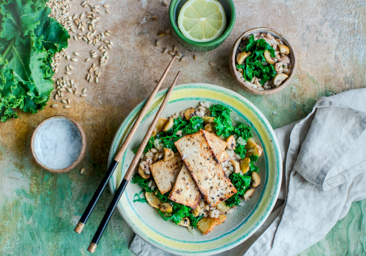 Sauté de tofu, topinambour et kale