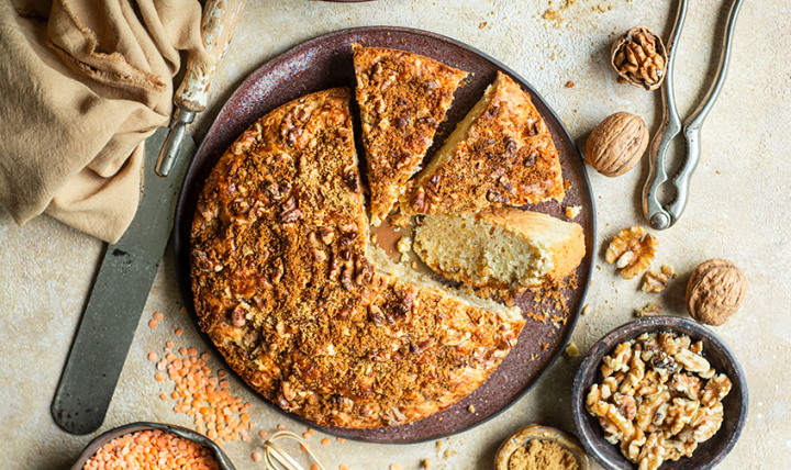 Gâteau de lentilles et noix