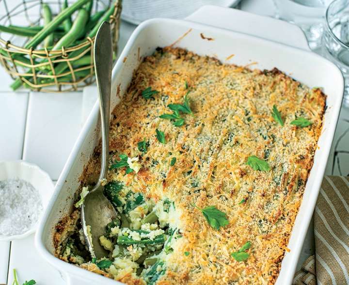 Gâteau de haricots verts et pommes de terre