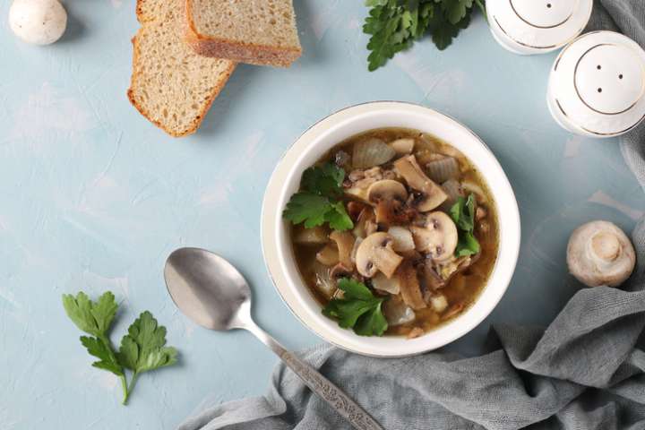 Soupe de lentilles et champignons