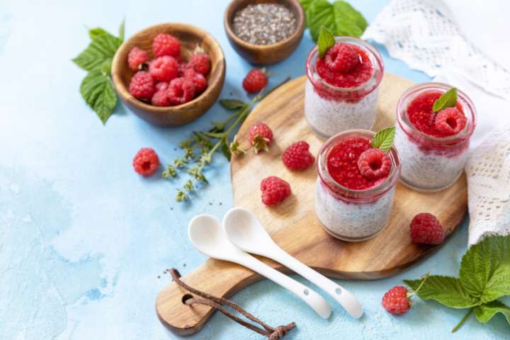 Pudding aux framboises et chia