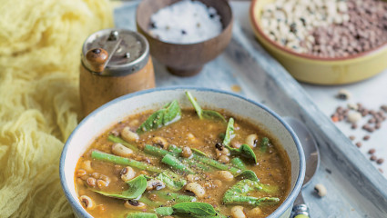 Soupe aux lentilles et doliques