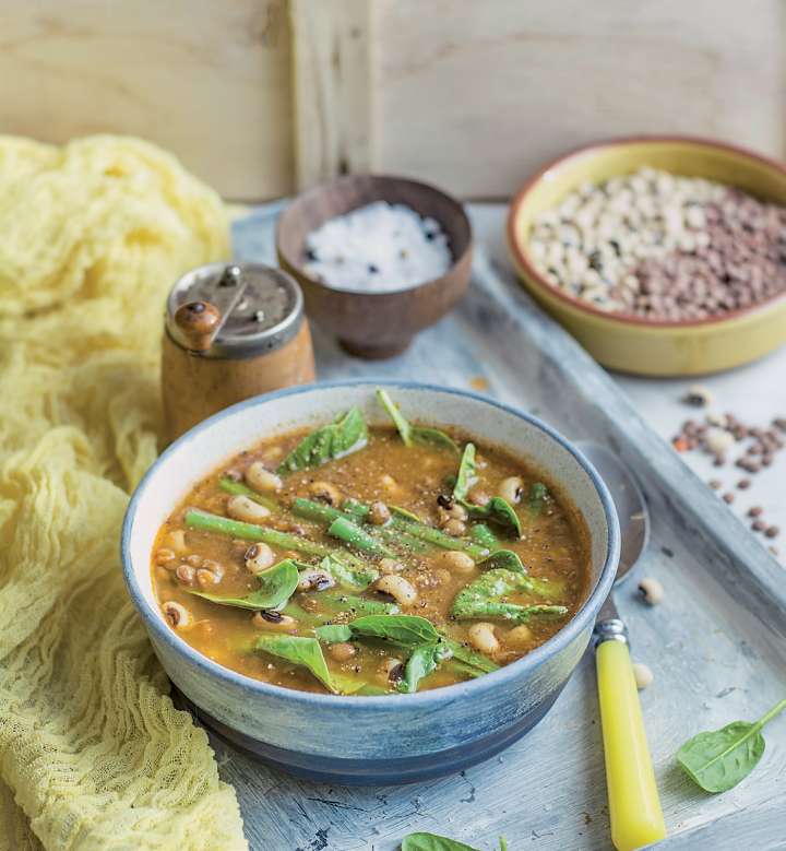 Soupe aux lentilles et doliques