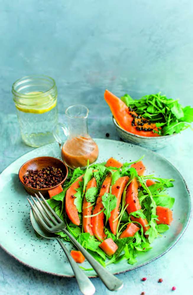 Salade de papaye et mesclun