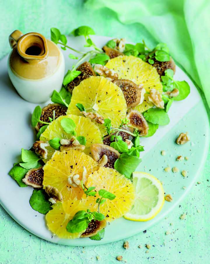 Salade de cresson, figues et oranges