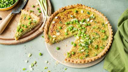 Quiche aux pois et oignons verts