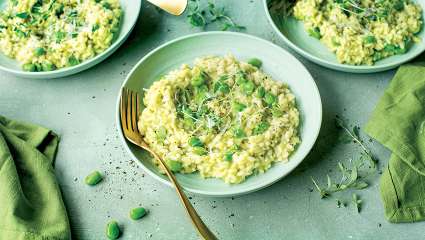 Risotto crémeux aux fèves