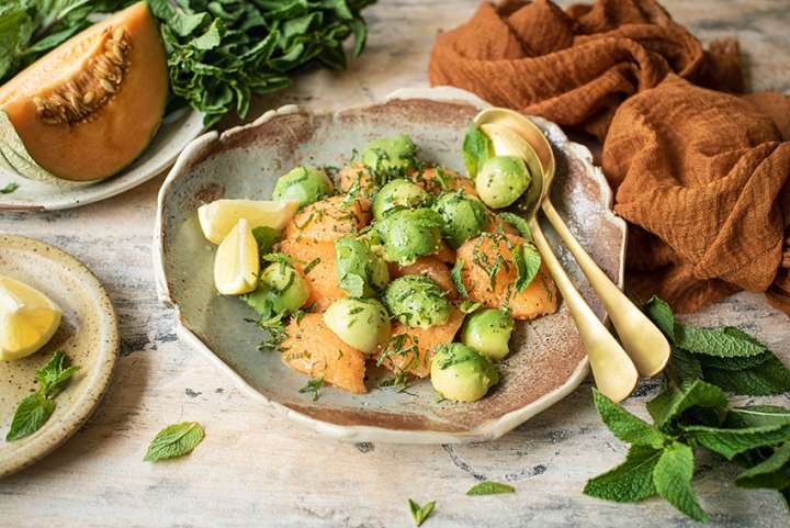 Salade d'avocat et melon cantaloup