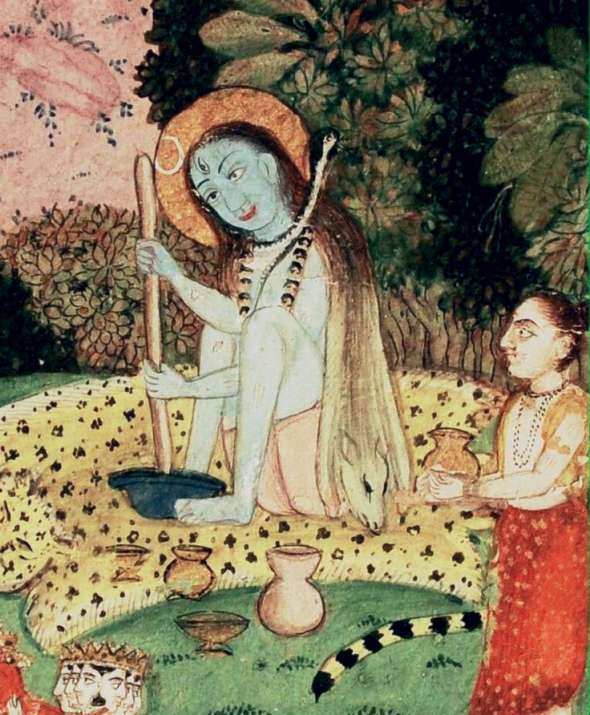Shiva préparant le « bhang », boisson à base de cannabis