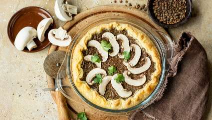 Tarte de lentilles et champignons