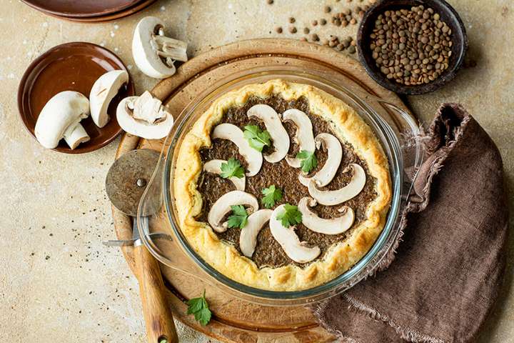 Tarte de lentilles et champignons